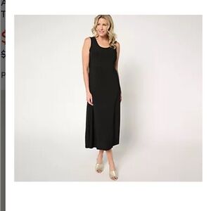 Attitudes by Renee Black Sleeveless Scoop Neck Midi Sundress